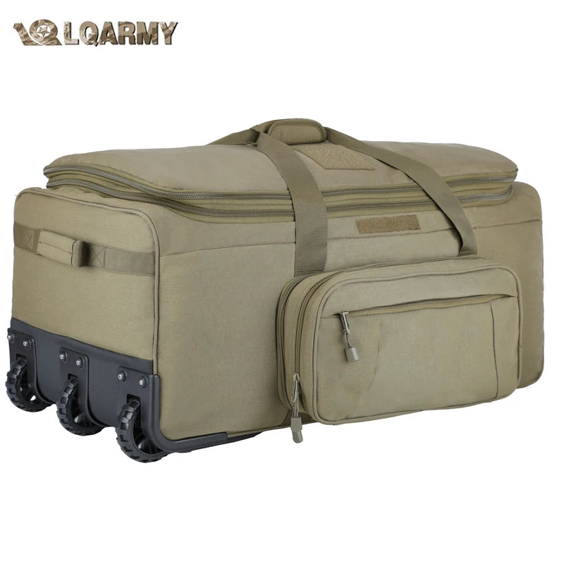LQARMY 124L Outdoor Camping Trolley Case Waterproof Nylon