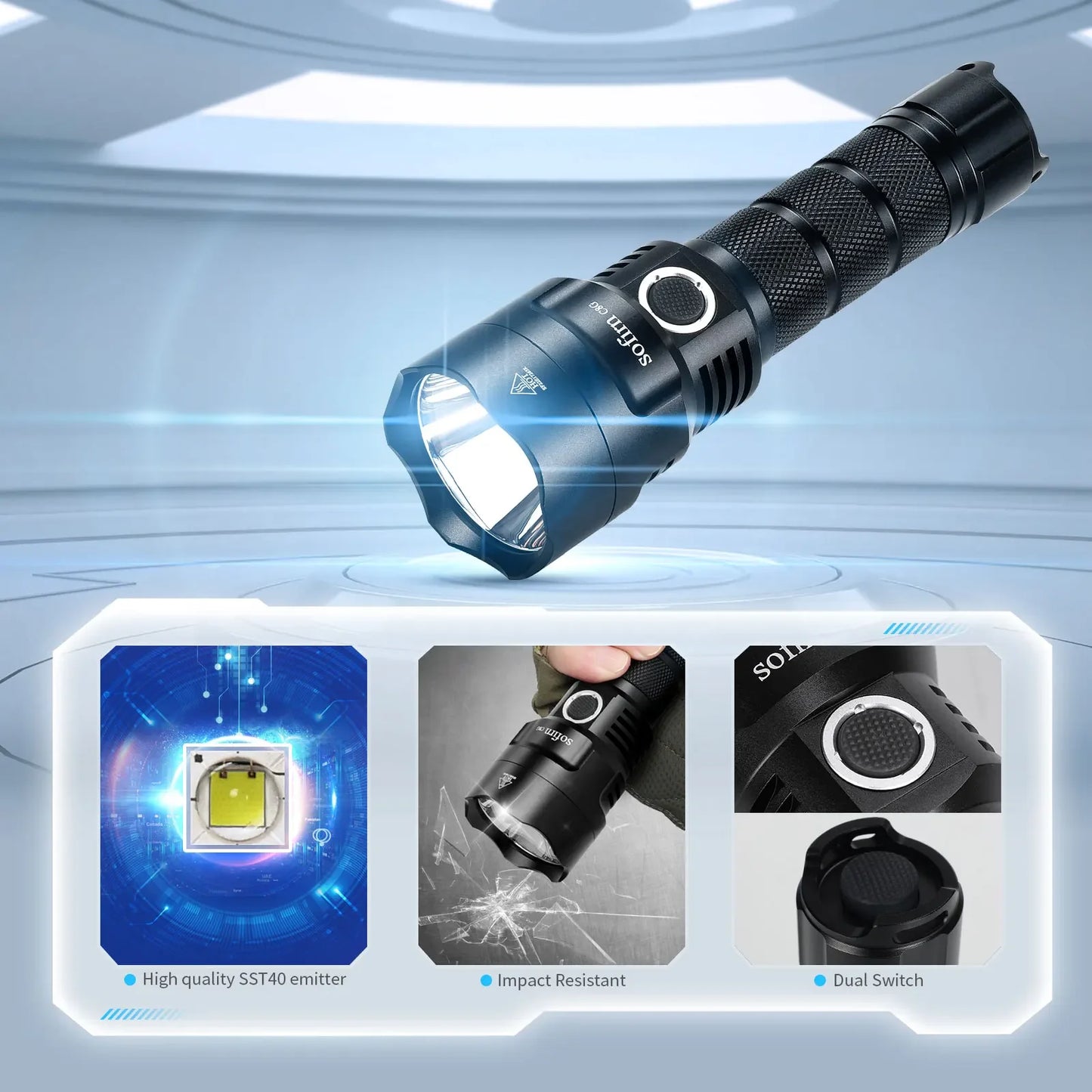 Sofirn C8G SST40 Powerful LED Flashlight 21700 Power Indicator Lantern