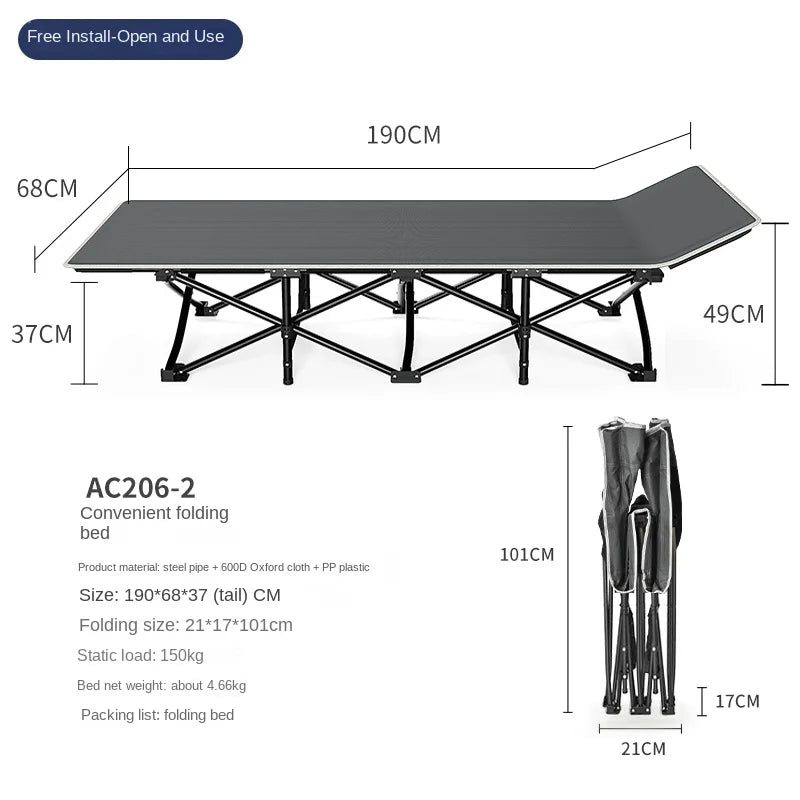 Aoran Heavy Duty Folding Camping Cot With Detachable Portable Mattress