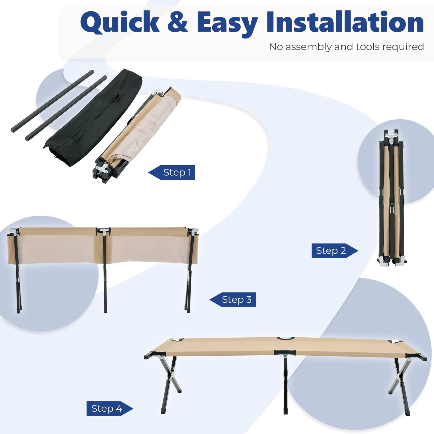 JHK Portable Folding Camping Cot With 300 LBS Capacity