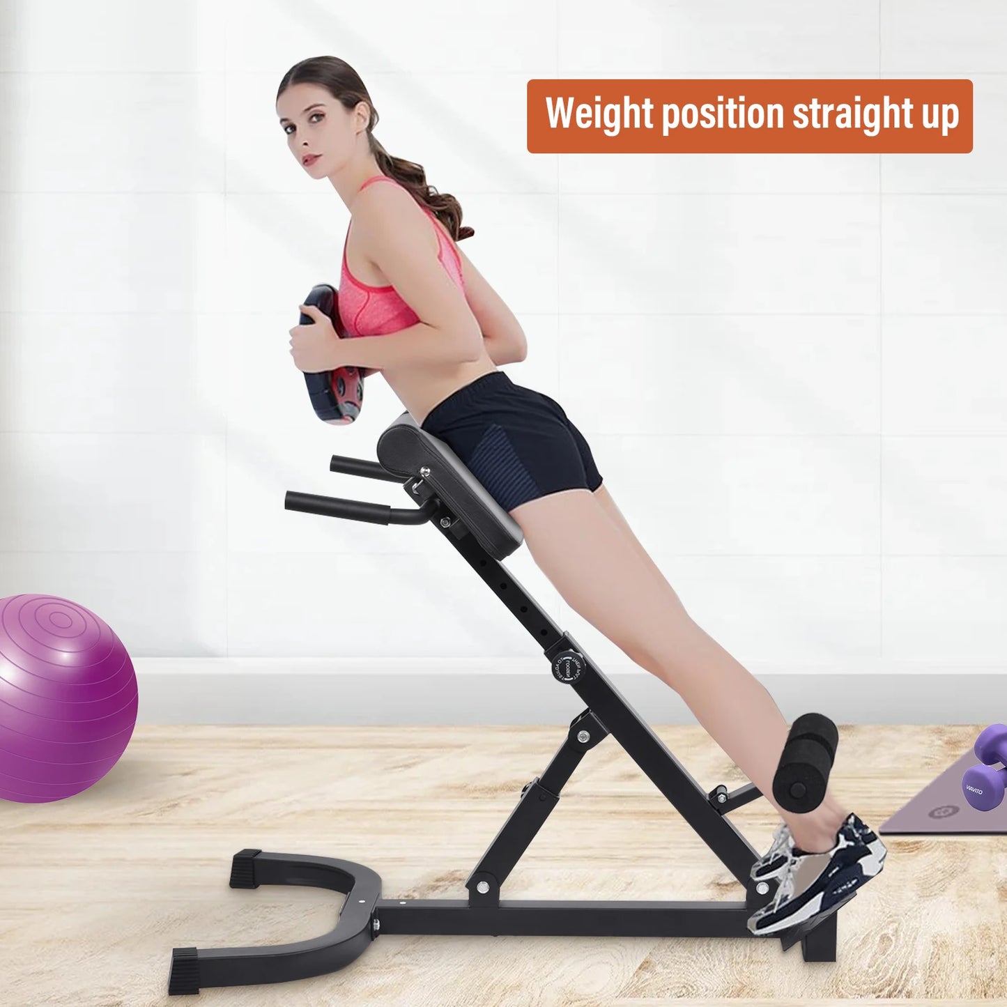 Adjustable Roman Chair Foldable Home Gym Hyperextension Bench