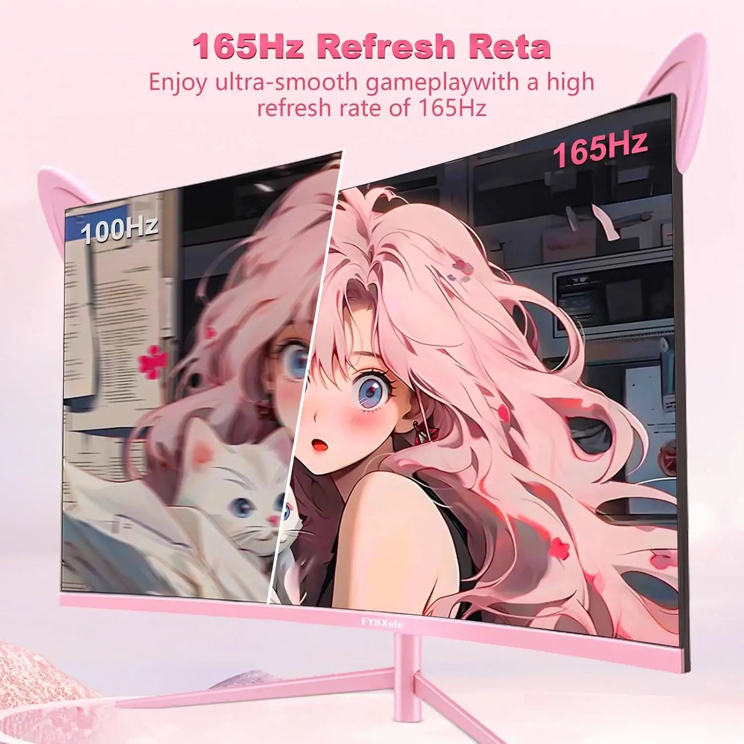 FYHXele Curved Gaming Monitor QHD 165Hz HDR10 FreeSync 1ms