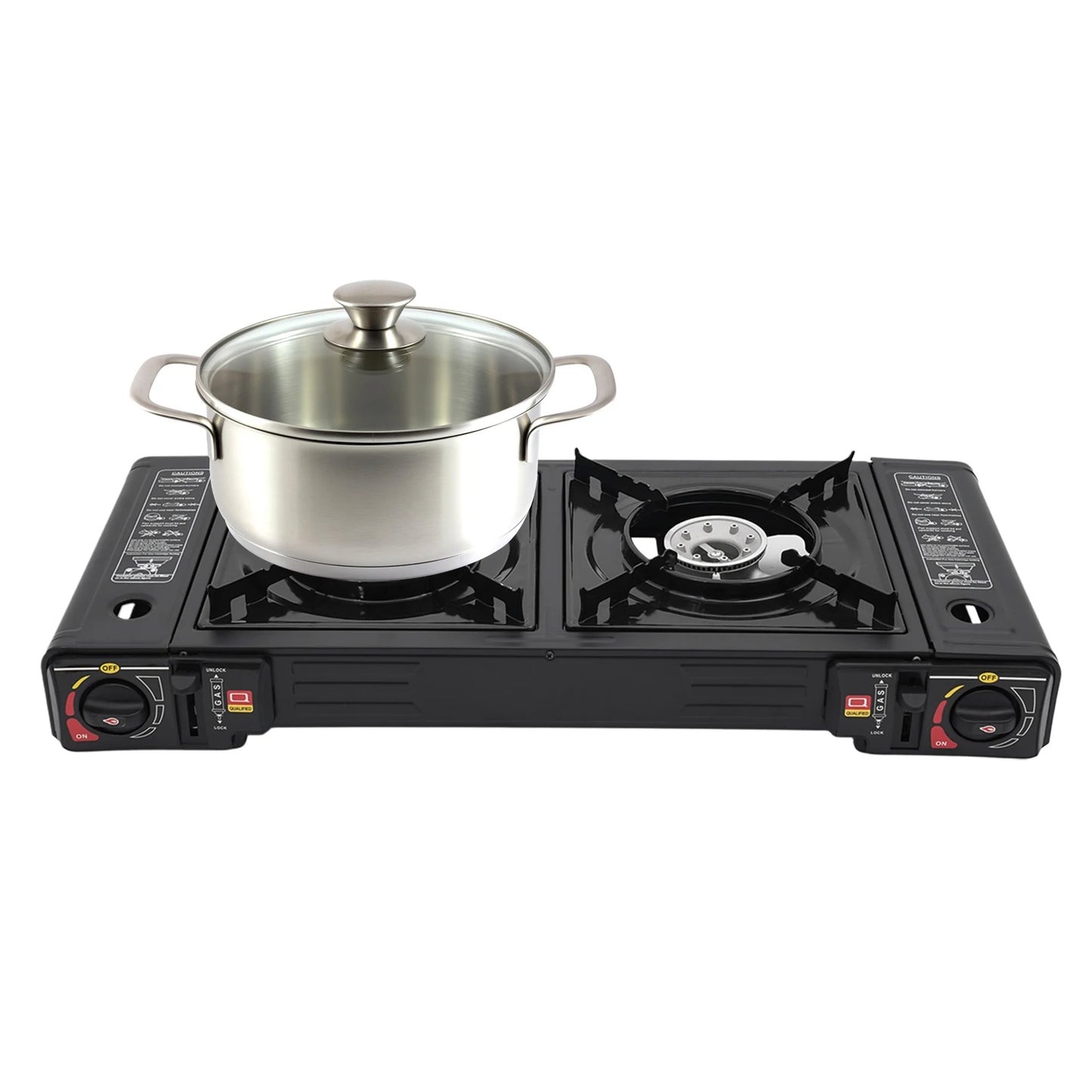Portable 2 Burner Camping Stove With Ignition For Outdoor Cooking