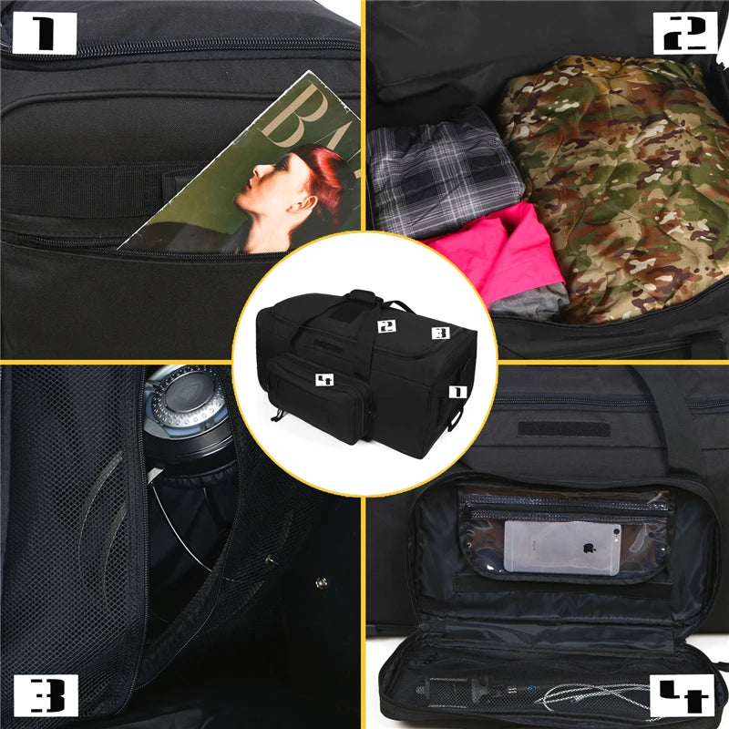 Q CN Tactical Rolling Luggage for Travel and Camping