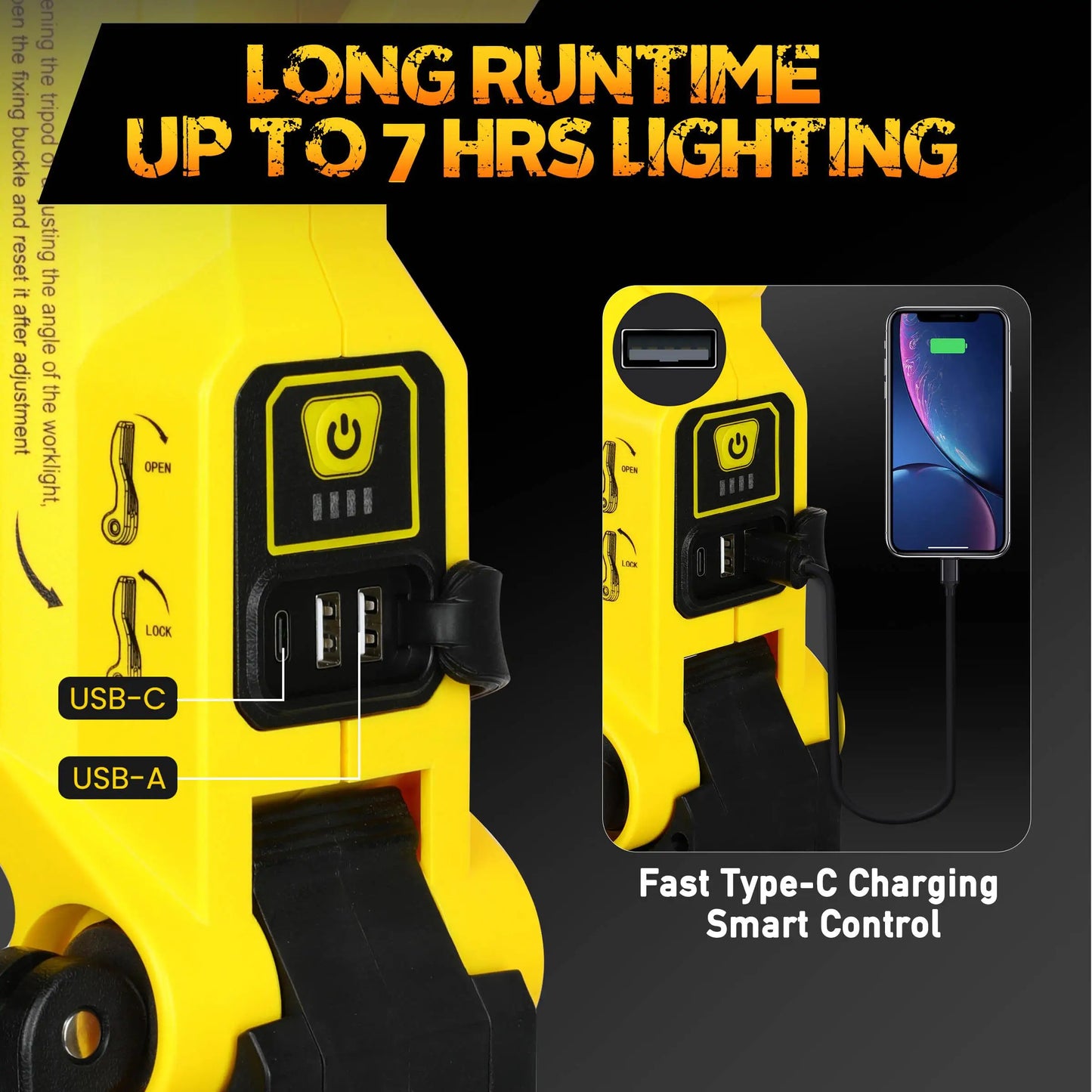 LED Work Light 80000LM Rechargeable Power Bank Flood Light IP65 Waterproof