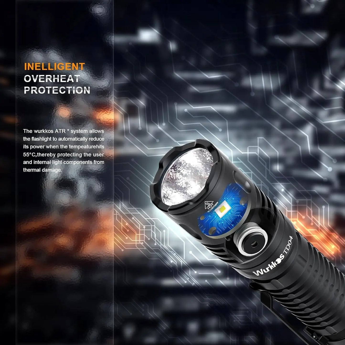 Wurkkos TD04 USB C Rechargeable Dual Mode Tactical Flashlight