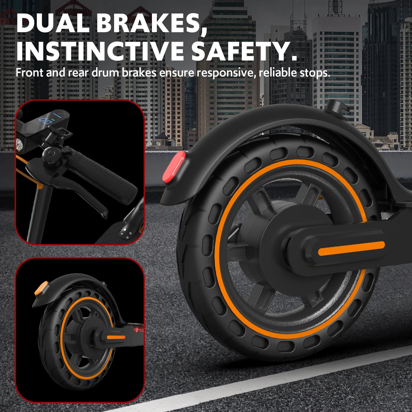 Osboo Folding Electric Scooter For Adults 19 MPH 550W With Built In Side Lights Long Range 13 To 20 Miles