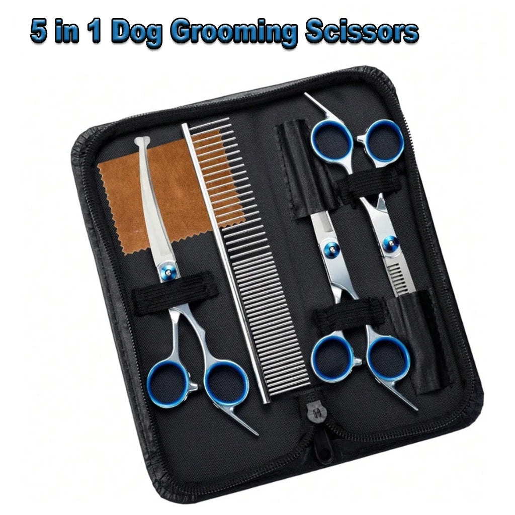 SHUYU Pet Grooming Scissors Kit Stainless Steel With Case