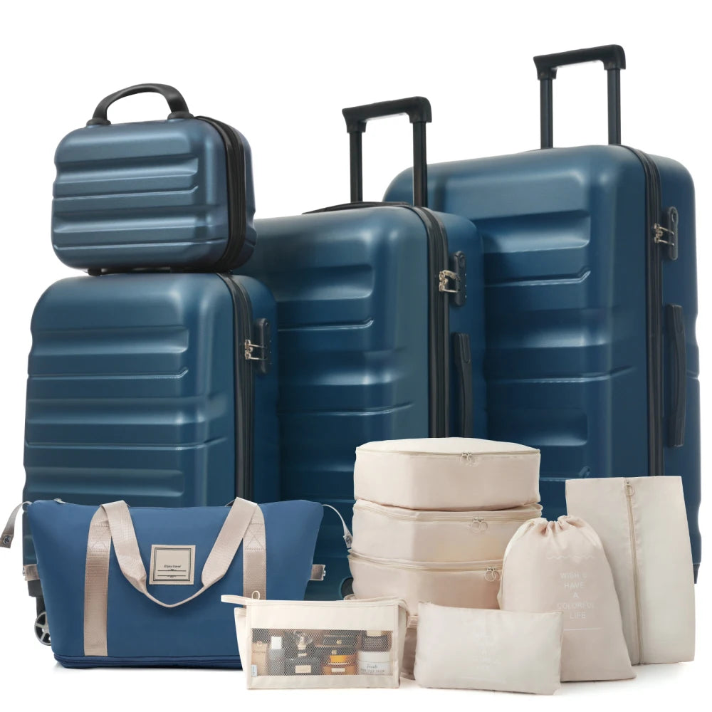 Hardshell ABS Luggage Set Lightweight Durable With Dual Spinner Wheels