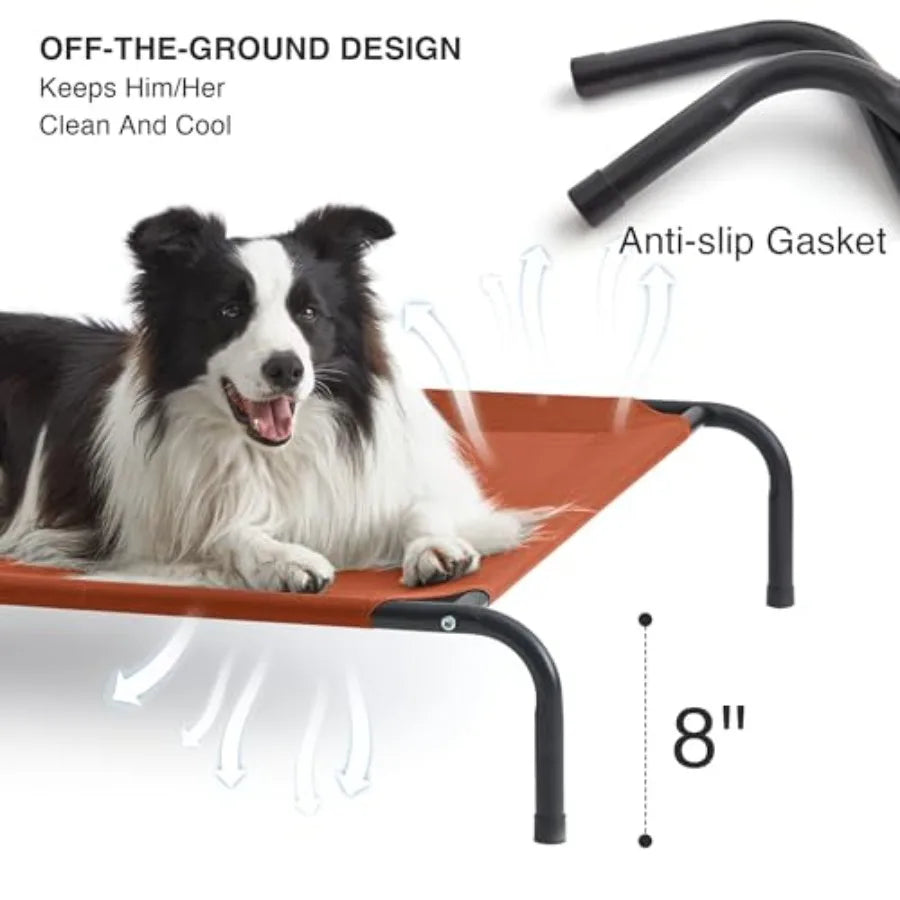 Elevated Cooling Dog Bed For Large Dogs Portable Indoor Outdoor Raised Pet Cot Breathable Summer Frame