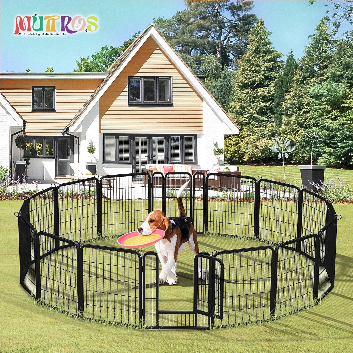 Dog Playpen With Door Foldable Metal Fence For Outdoor Indoor Use Heavy Duty Durable Versatile For RV Camping