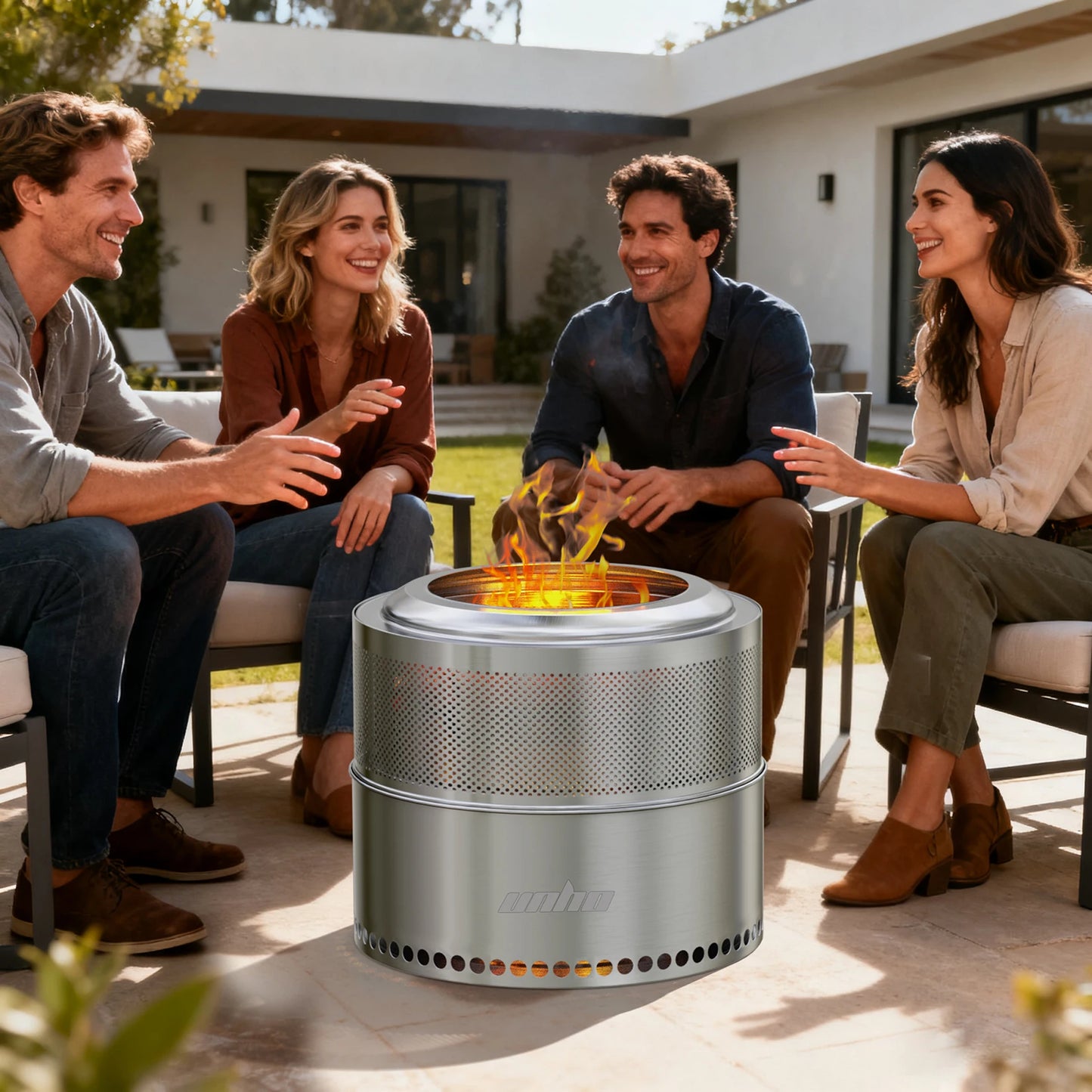 Wood Burning Fire Pit Stainless Steel Smokeless Outdoor Camp Stove Carry Bag