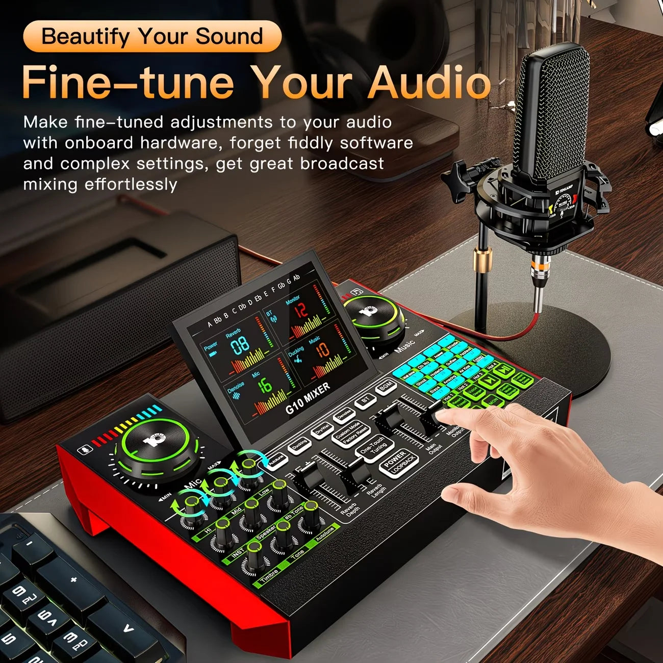 Tenlamp Five Channel Audio Interface Mixer for PC and Streaming