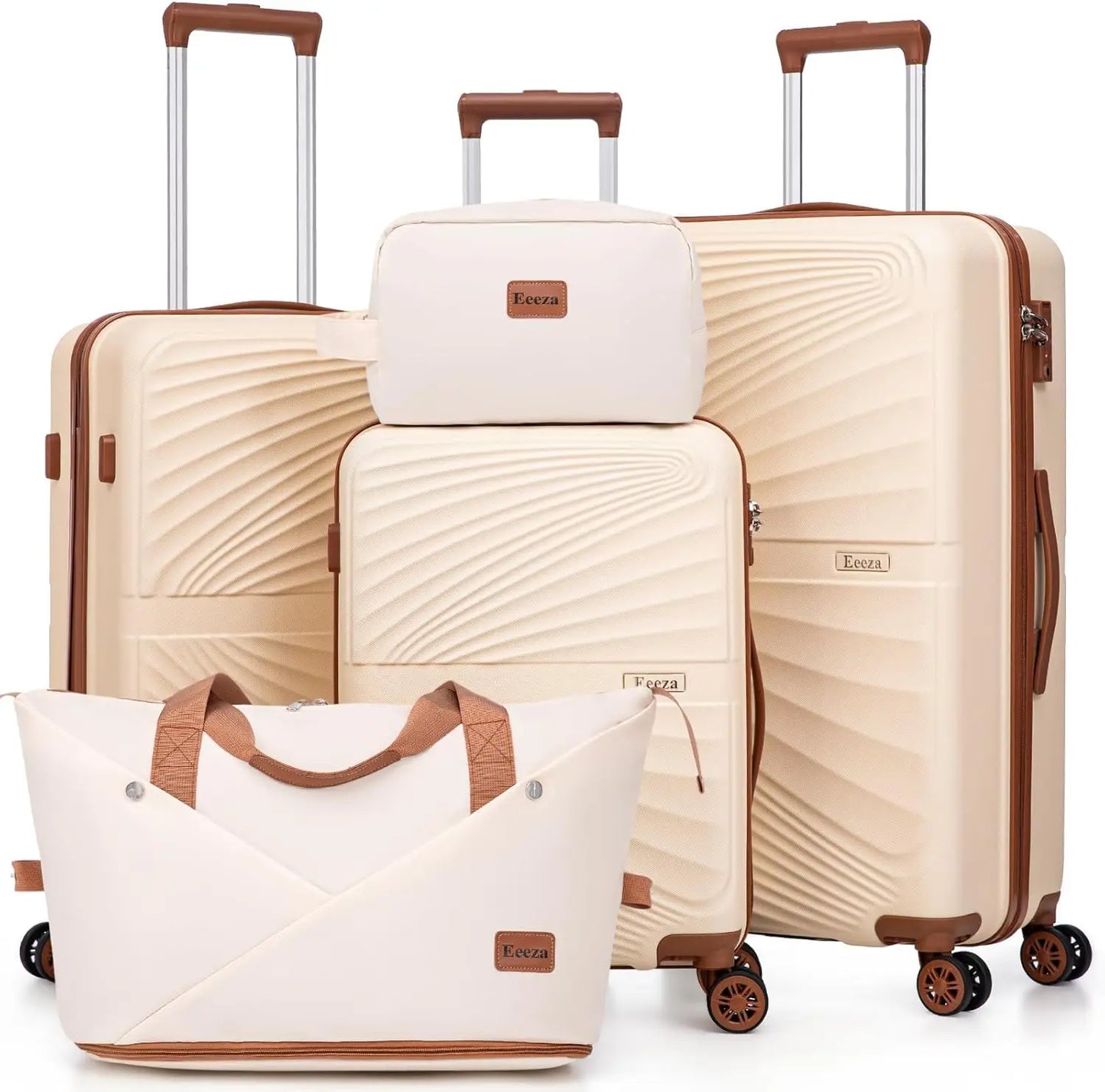 5 Piece ABS Luggage Set With TSA Spinner Wheels Lightweight