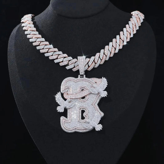 Lyee Cyee Peace Dove Letter B Zircon Pendant Necklace