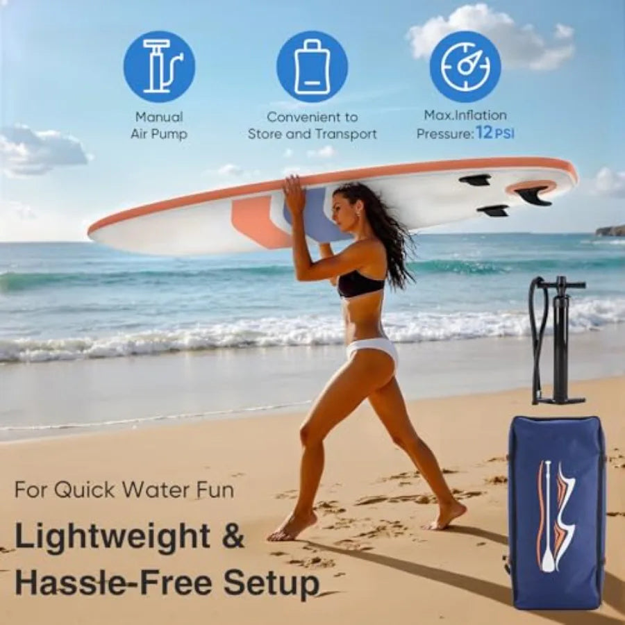 Inflatable Stand Up Paddle Board For Outdoor Water Sports With Drop-Stitch PVC, Wide Stable For Beginners Blue Gray