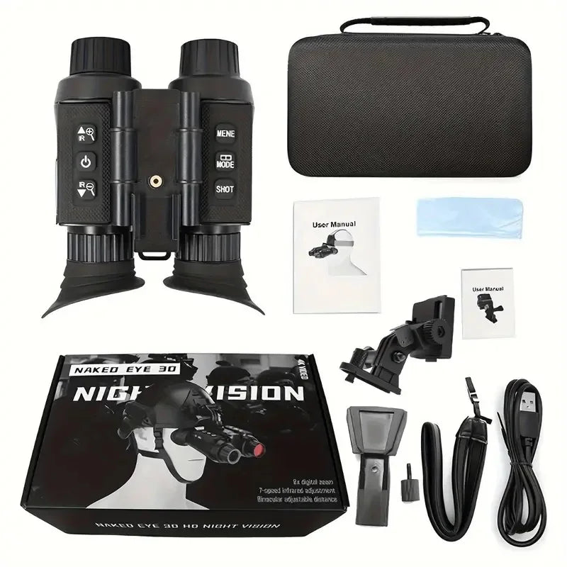 Hrvzdvw Night Vision Goggles 4K 3D Binocular 32GB Card