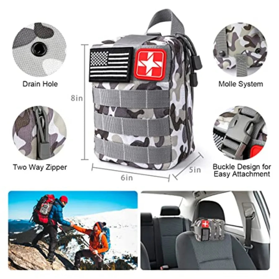 Survival Kit 251 Pcs First Aid Gear With MOLLE Bag