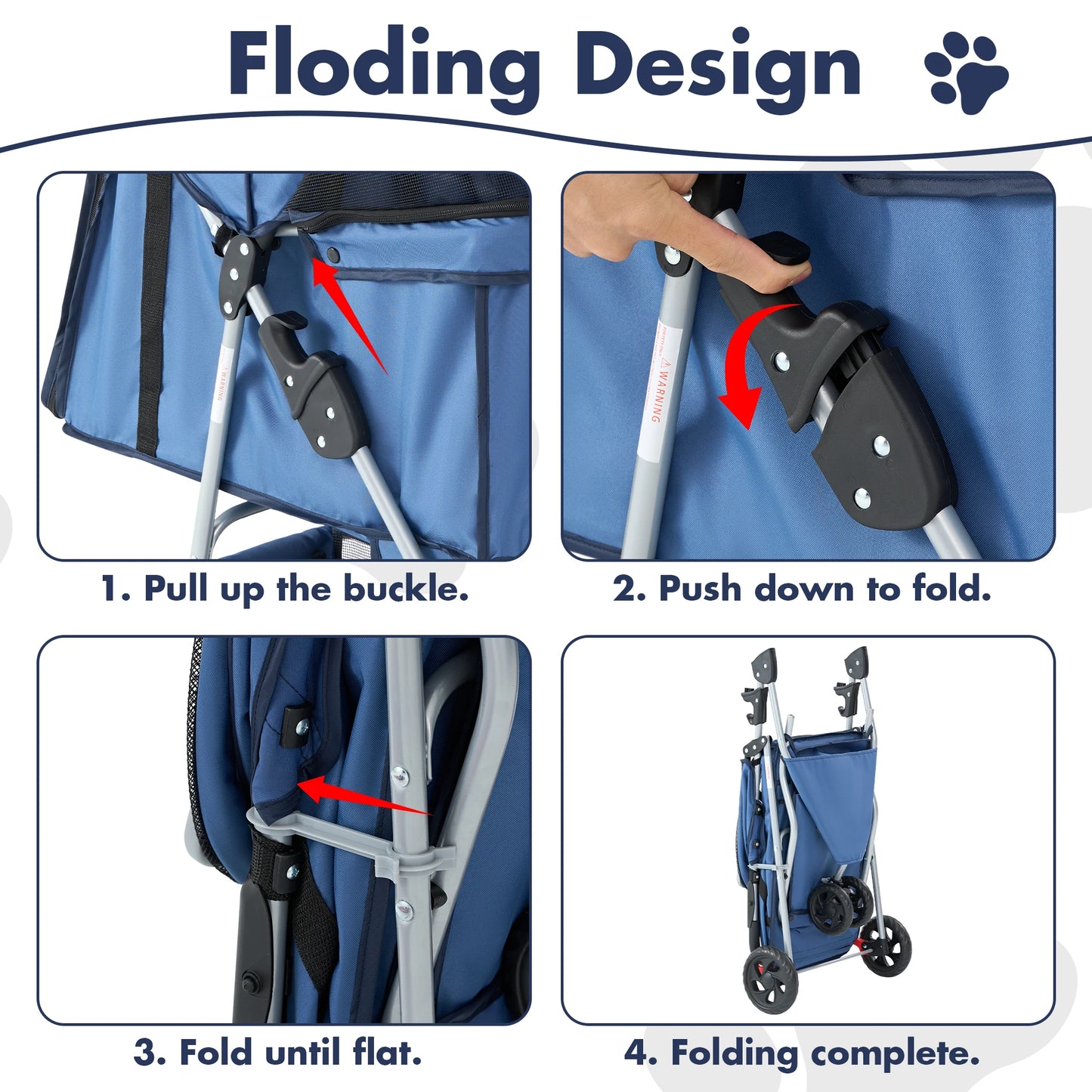 Foldable 3 Wheel Pet Stroller For Small Dogs And Cats