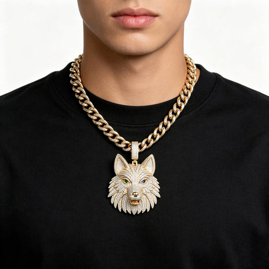 Lyee Cyee Sparkling Zircon Wolf Head Hip Hop Pendant