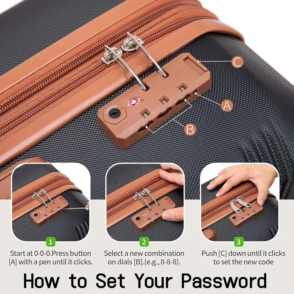 Expandable 5-Piece Hardside Luggage Set With TSA Lock Spinner Wheels