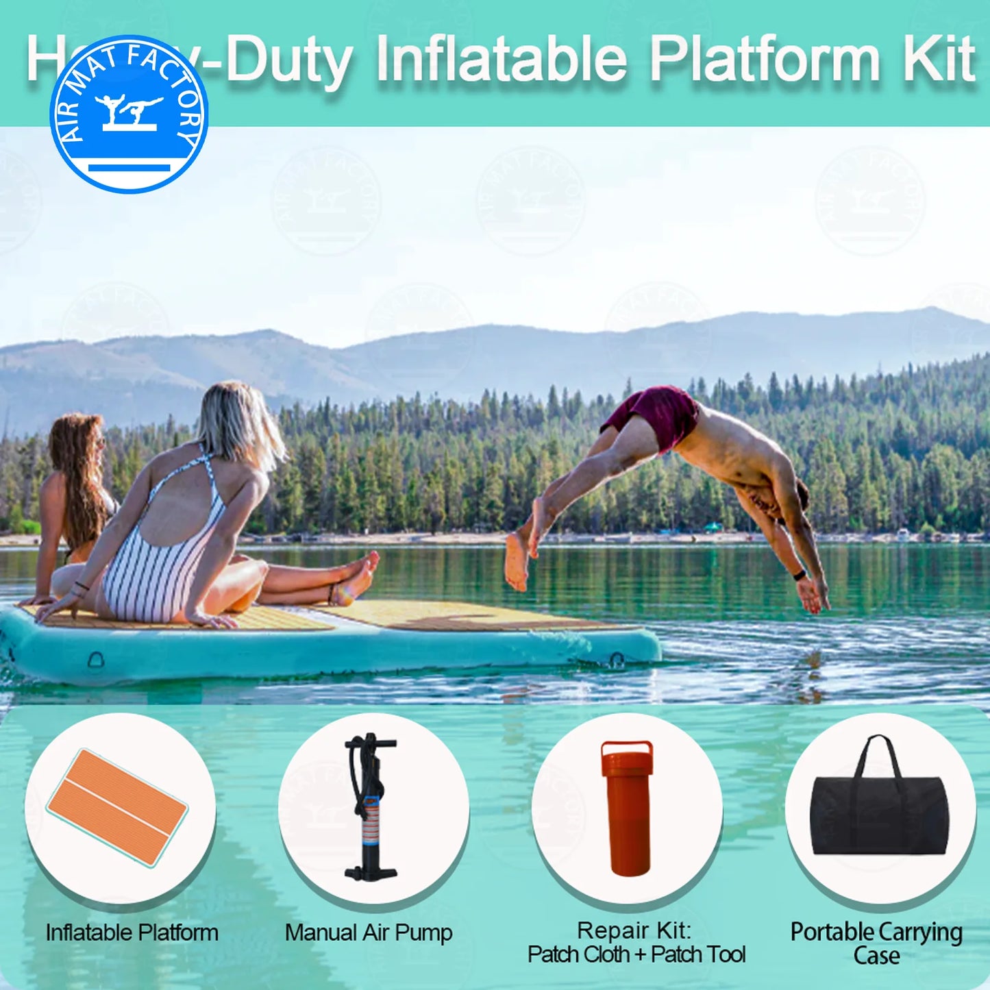 Inflatable Floating Dock Water Platform Non Slip Foldable Yoga Mat For Pool Beach Ocean Lake Ideal For Poolside Families