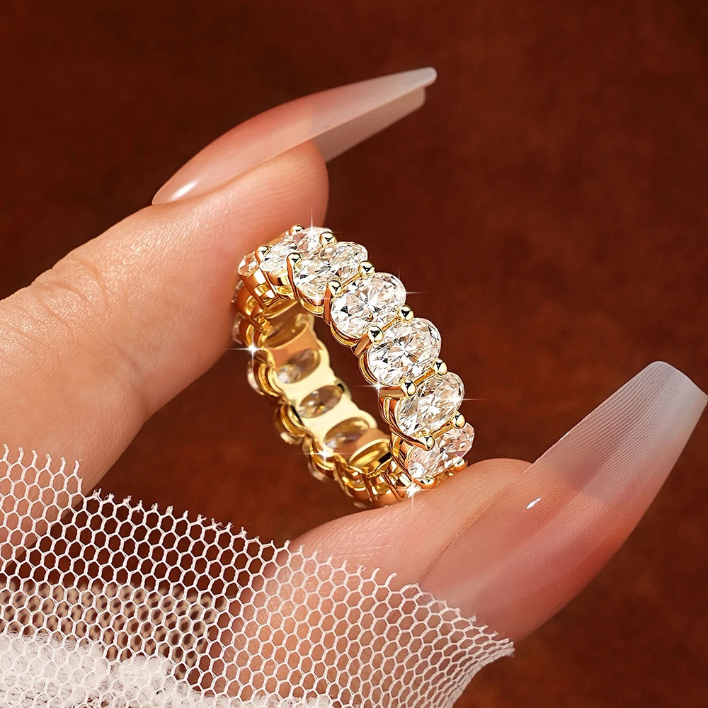 Oxtao Moissanite Eternity Ring 14K Gold Filled Wedding Band