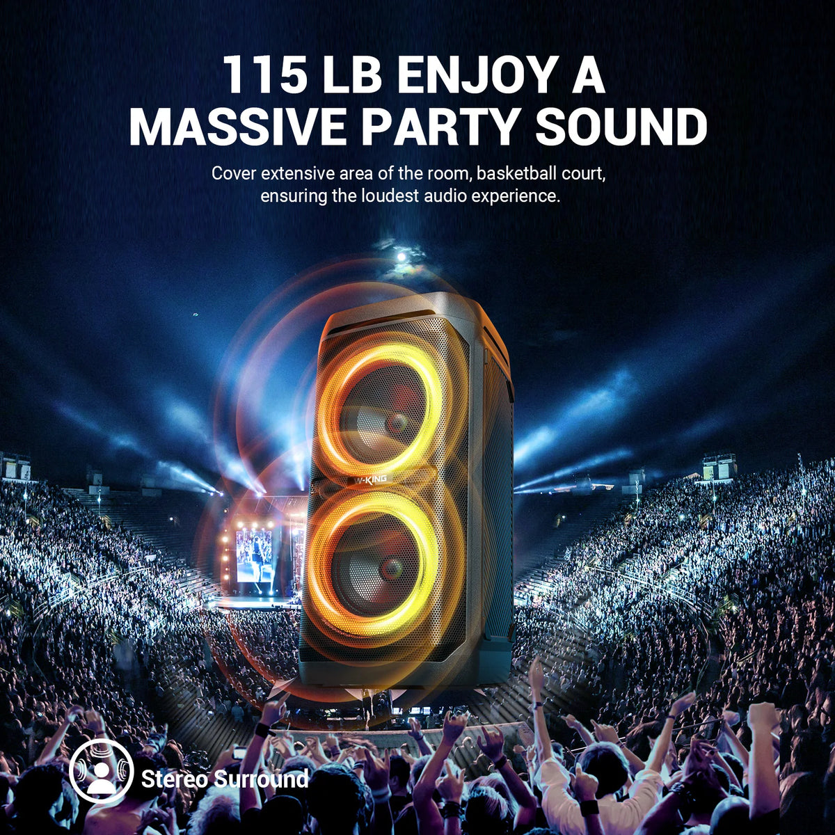 W-KING T11 100W RMS Waterproof Bluetooth Party Speaker Deep Bass