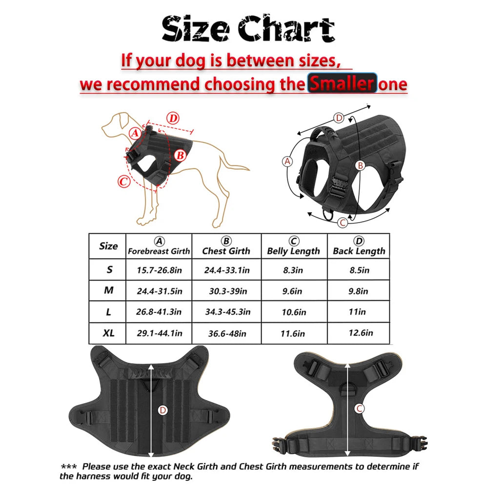 MOLLE Tactical Dog Harness With Padded Quick Release Buckles