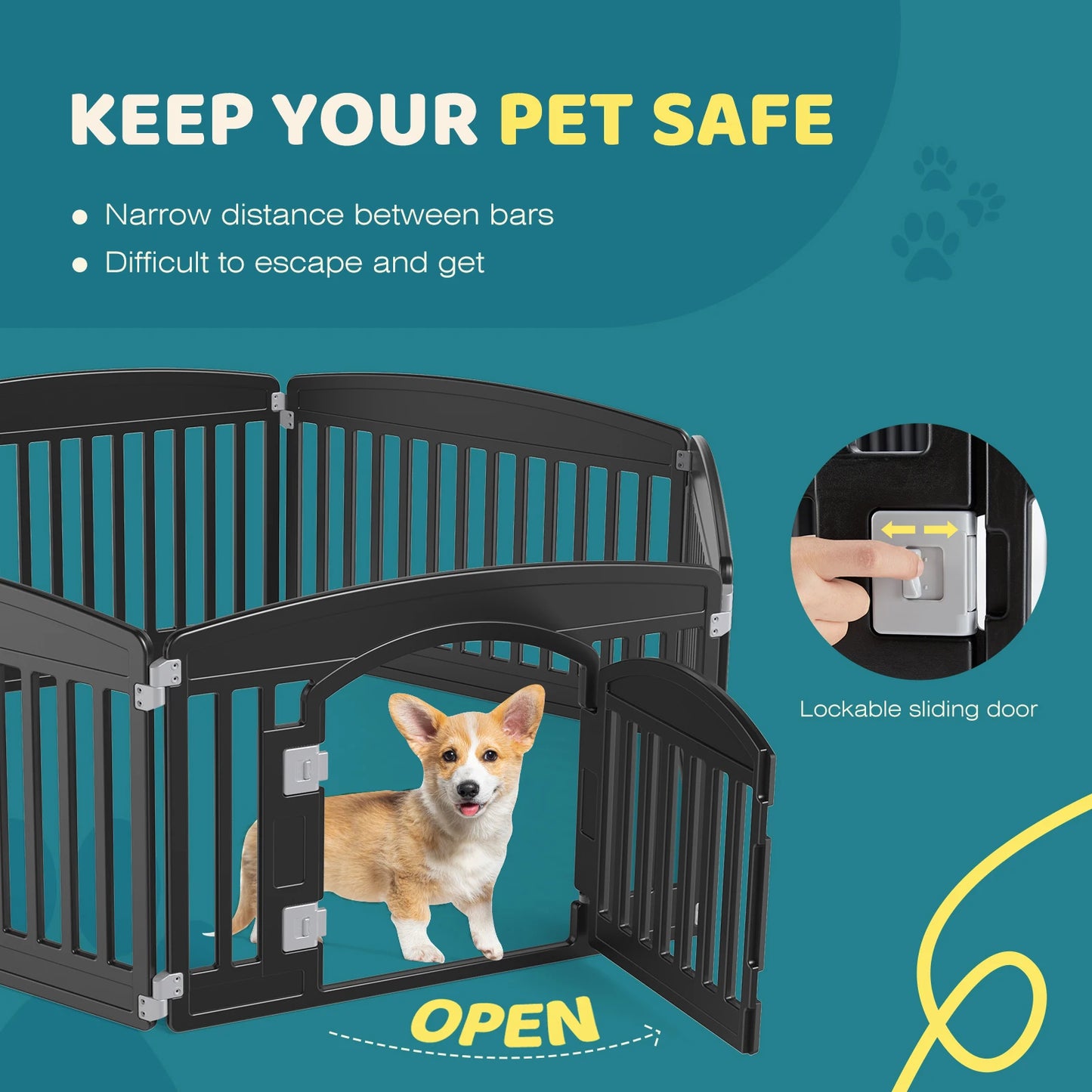 JHK Plastic Dog Playpen 6 Panel 24 Inch Expandable Durable Fence For Medium Dogs Indoor Outdoor Portable