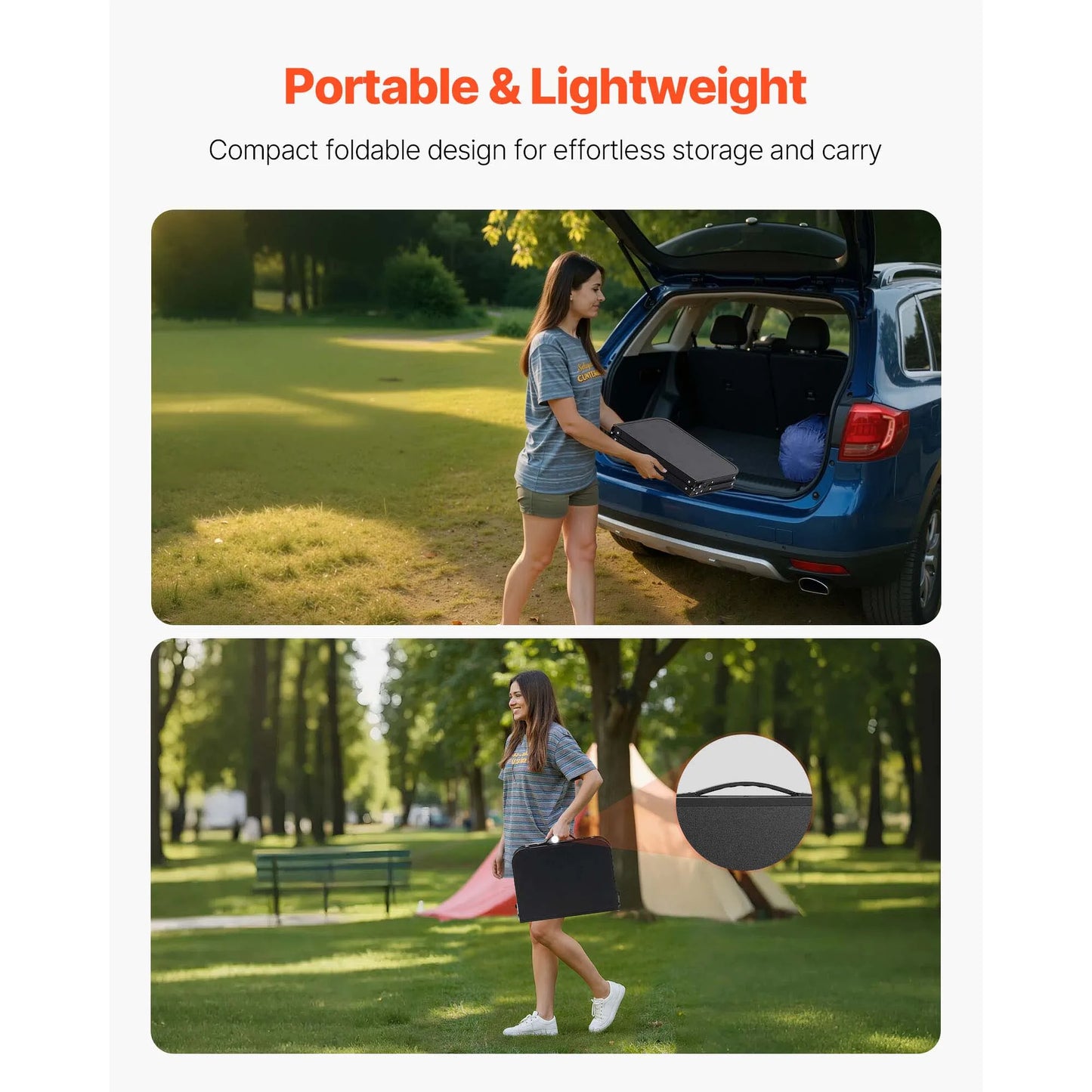 SucceBuy Folding Camping Table Adjustable Height Portable Aluminum Mesh Side