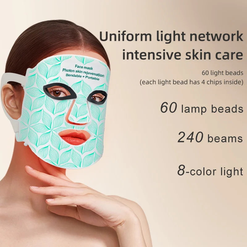 LED Face Mask Red Near Infrared Light Therapy Rechargeable 3000mAh
