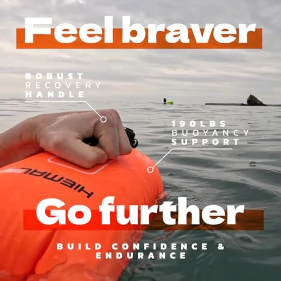 Open Water Swim Buoy With 15L Dry Bag Fully Waterproof Floating Safety Bubble High Visibility