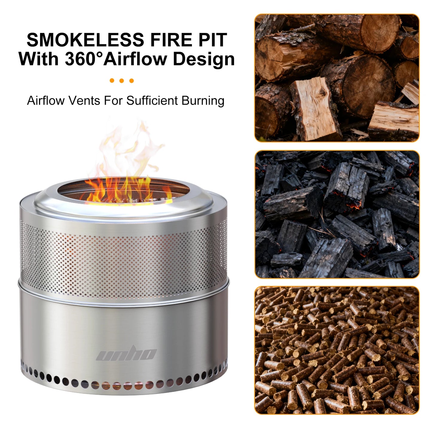 Wood Burning Fire Pit Stainless Steel Smokeless Outdoor Camp Stove Carry Bag
