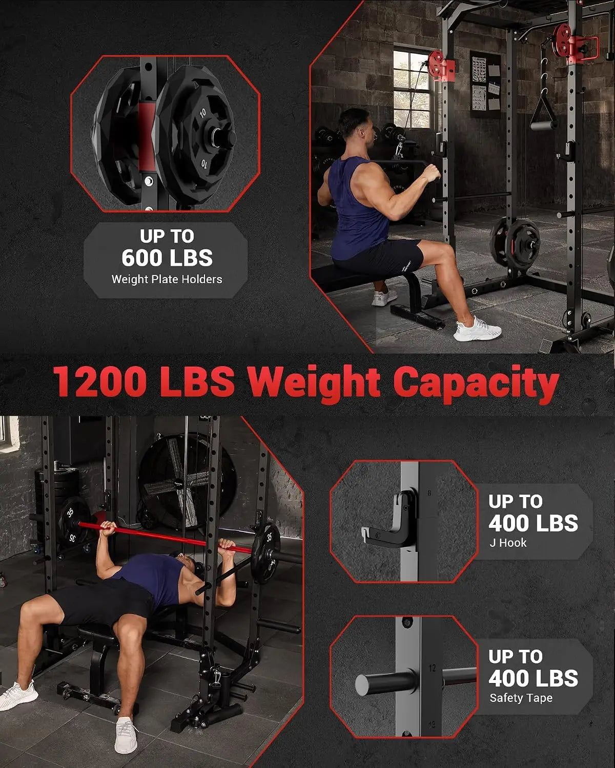 Tacleekii Dual Pulley Power Rack For Home Gym Cable System