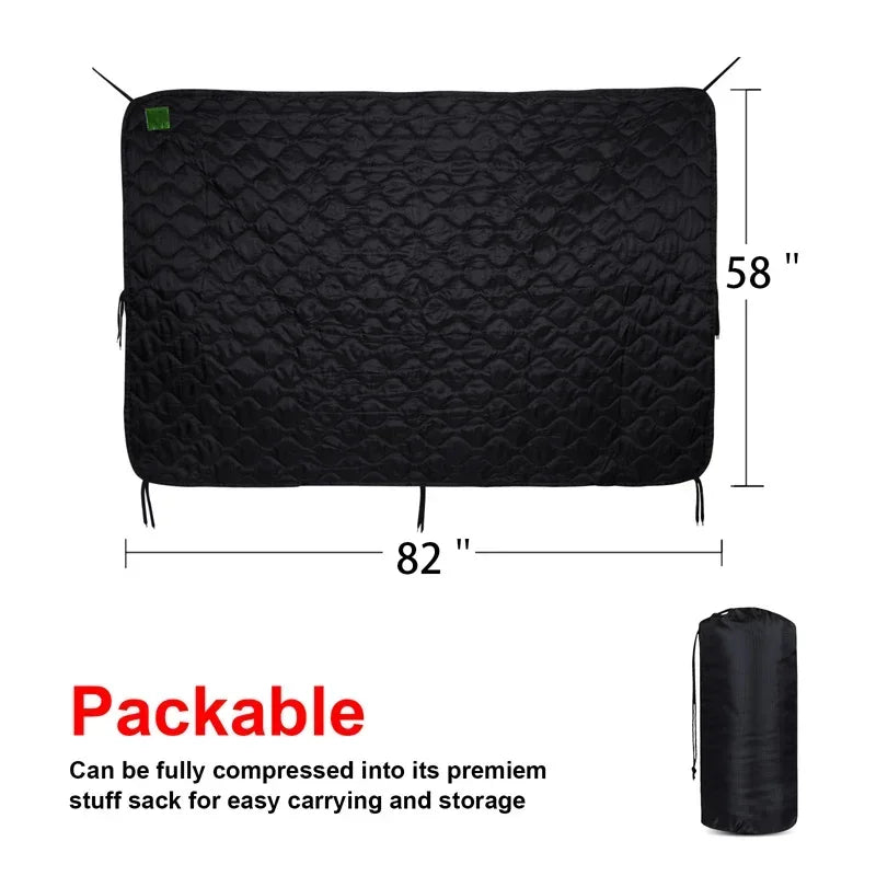 Tactical Water Repellent Poncho Liner Quilted Blanket For Camping Hunting