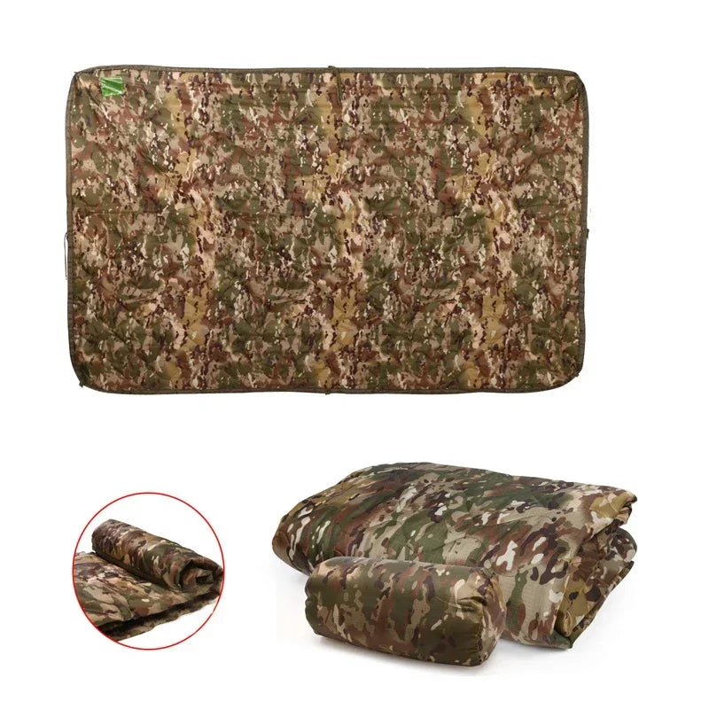 Tactical Water Repellent Poncho Liner Quilted Blanket For Camping Hunting