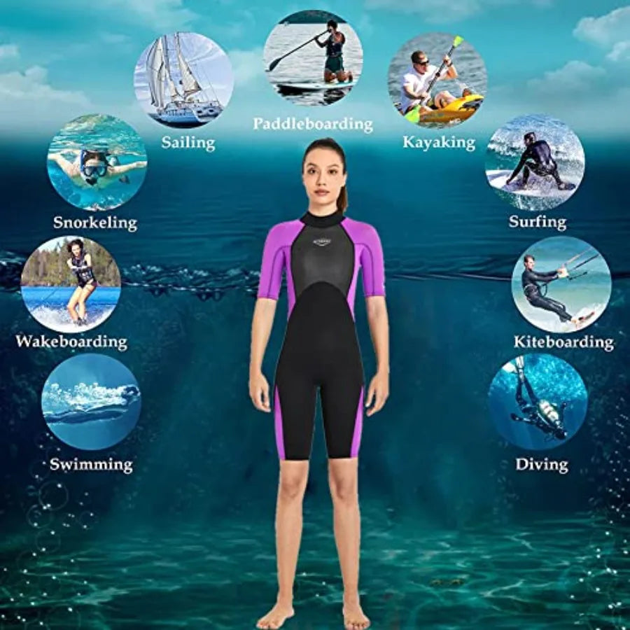 Unisex 2mm Neoprene Shorty Wetsuit For Diving Surfing Snorkeling Kayaking Thermal Protection