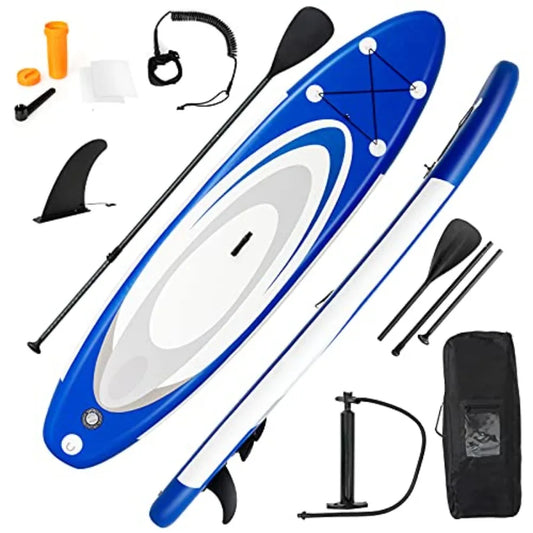 Inflatable Stand Up Paddle Board Ultra Stable 6 Inch Thick PVC Blue Gray For Outdoor Water Sports Enthusiasts