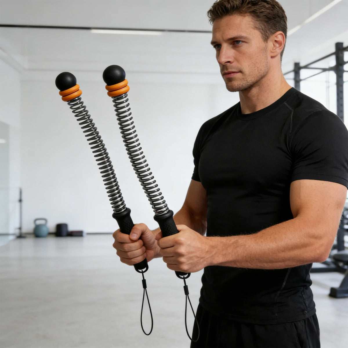 Battle Rope, Ropeless Jump Rope, Home Gym Fitness Battle Rope, Adjustable Weighted Strength Trainer, Silent Matte Black Orange, For Unisex Full Body Arm Endurance Workout, Small Space Indoor Exercise, Durable Anti-collision H