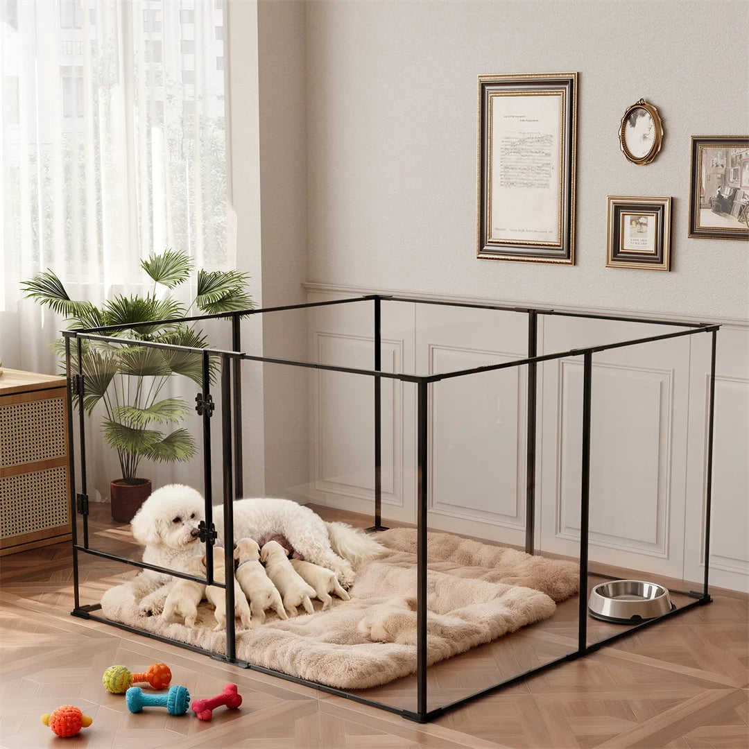 BINGOPAW 8 Panels Acrylic Dog Playpen Whelping Pen For Puppies Rabbits