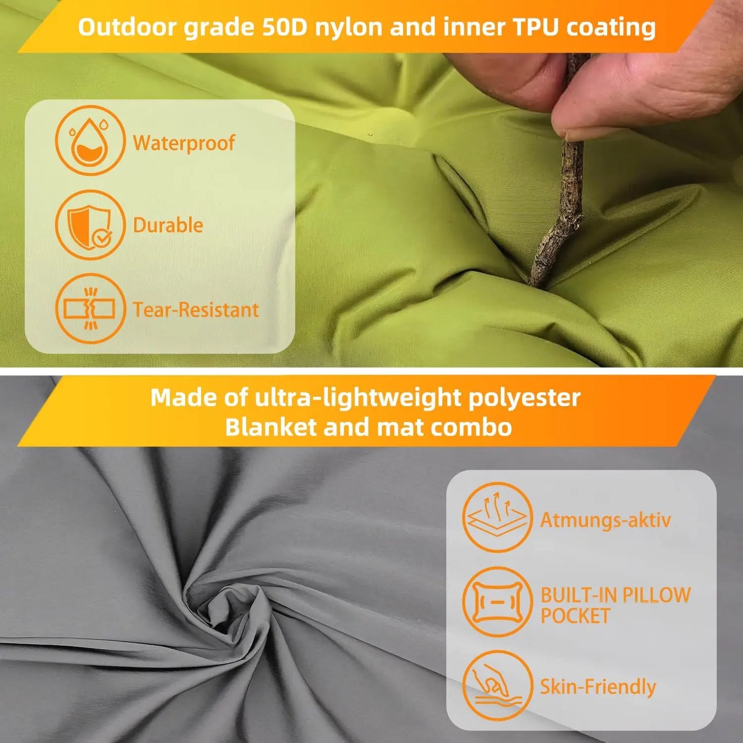 Self Inflating Camping Pad With Pillow For Outdoor