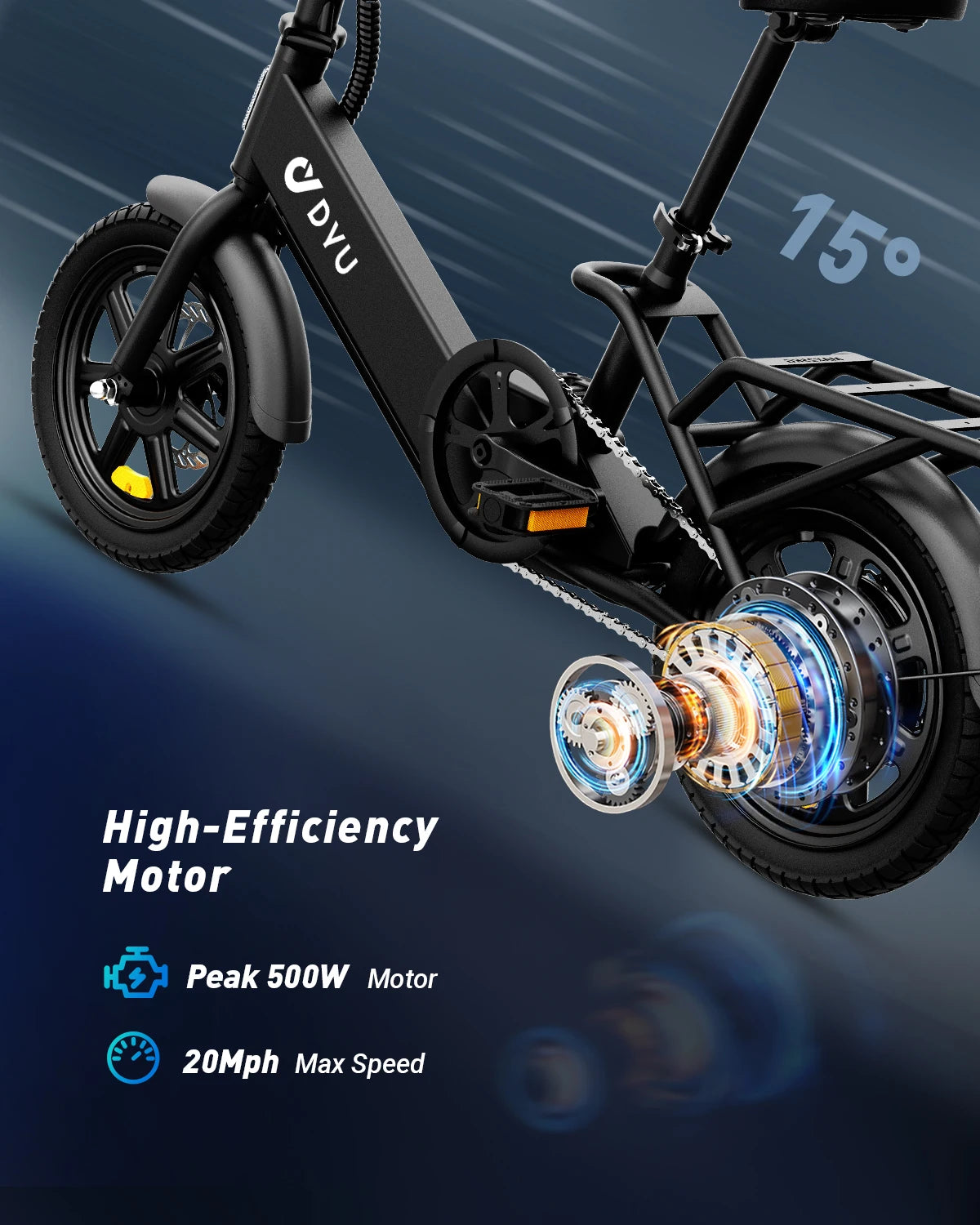 DYU C3 Folding Electric Bicycle 500W Peak Motor 280Wh Battery