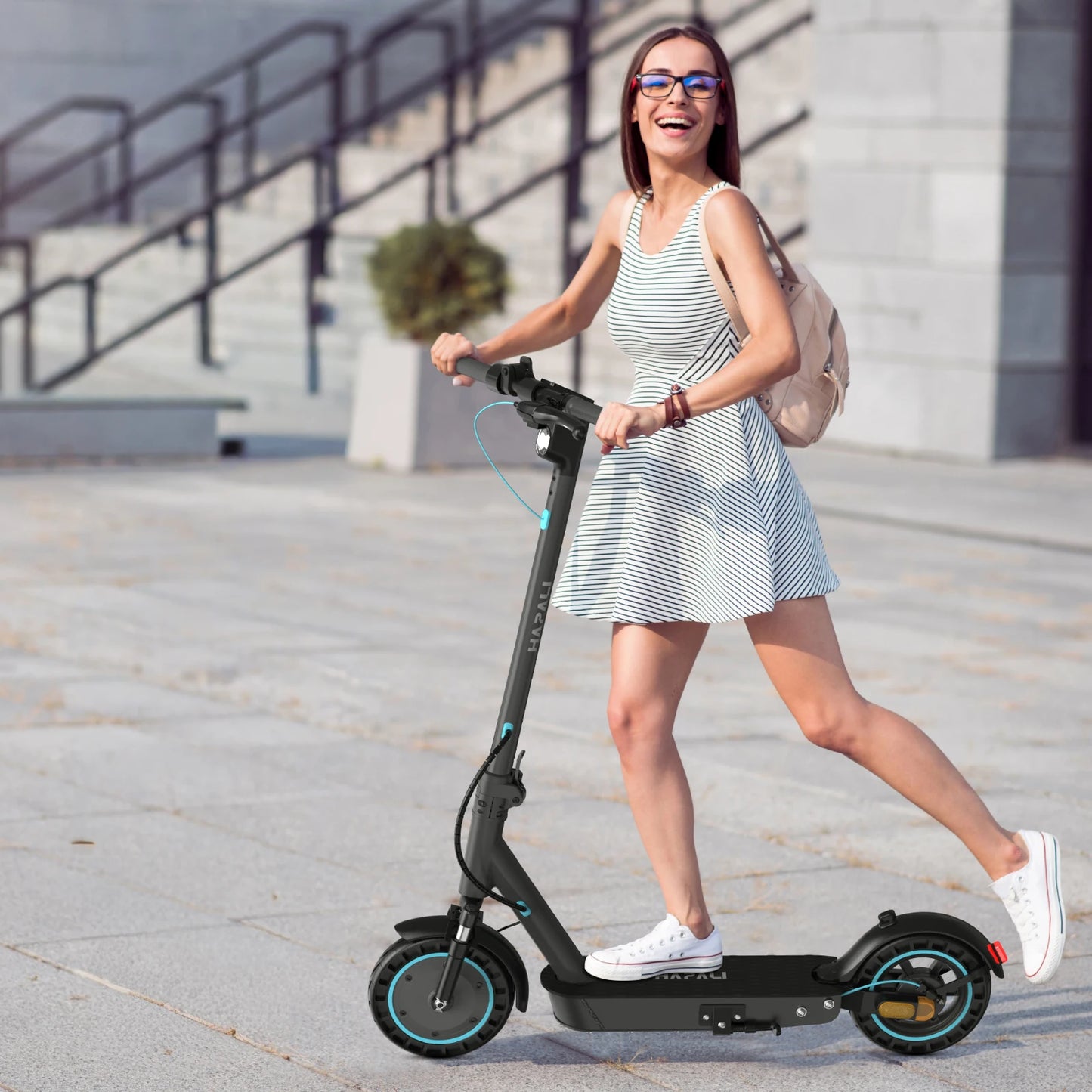Osboo Electric Scooter For Adults Foldable Dual Suspension With Turn Signals 650W 10 Inch Tires 25 Mile Range 22 MPH