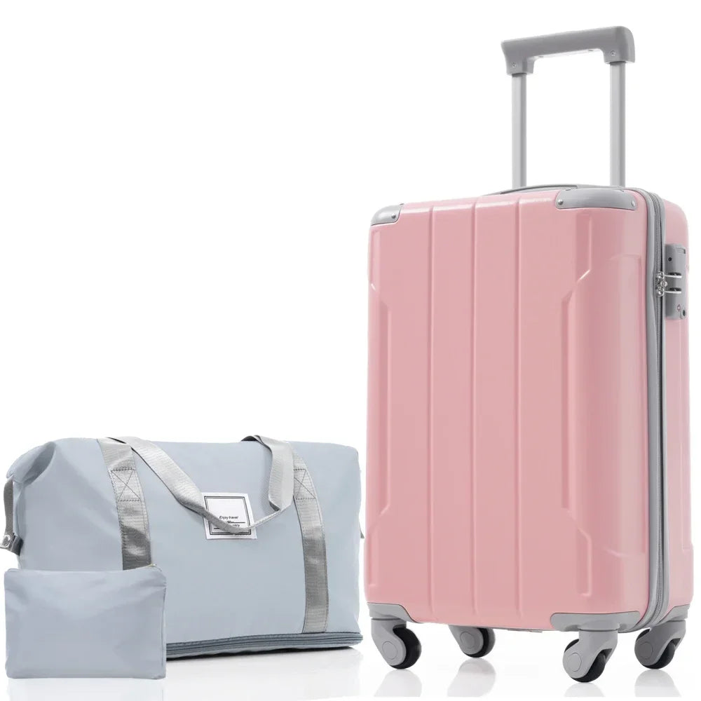 Three Piece Carry On Luggage Set With Spinner Wheels ABS Hardside