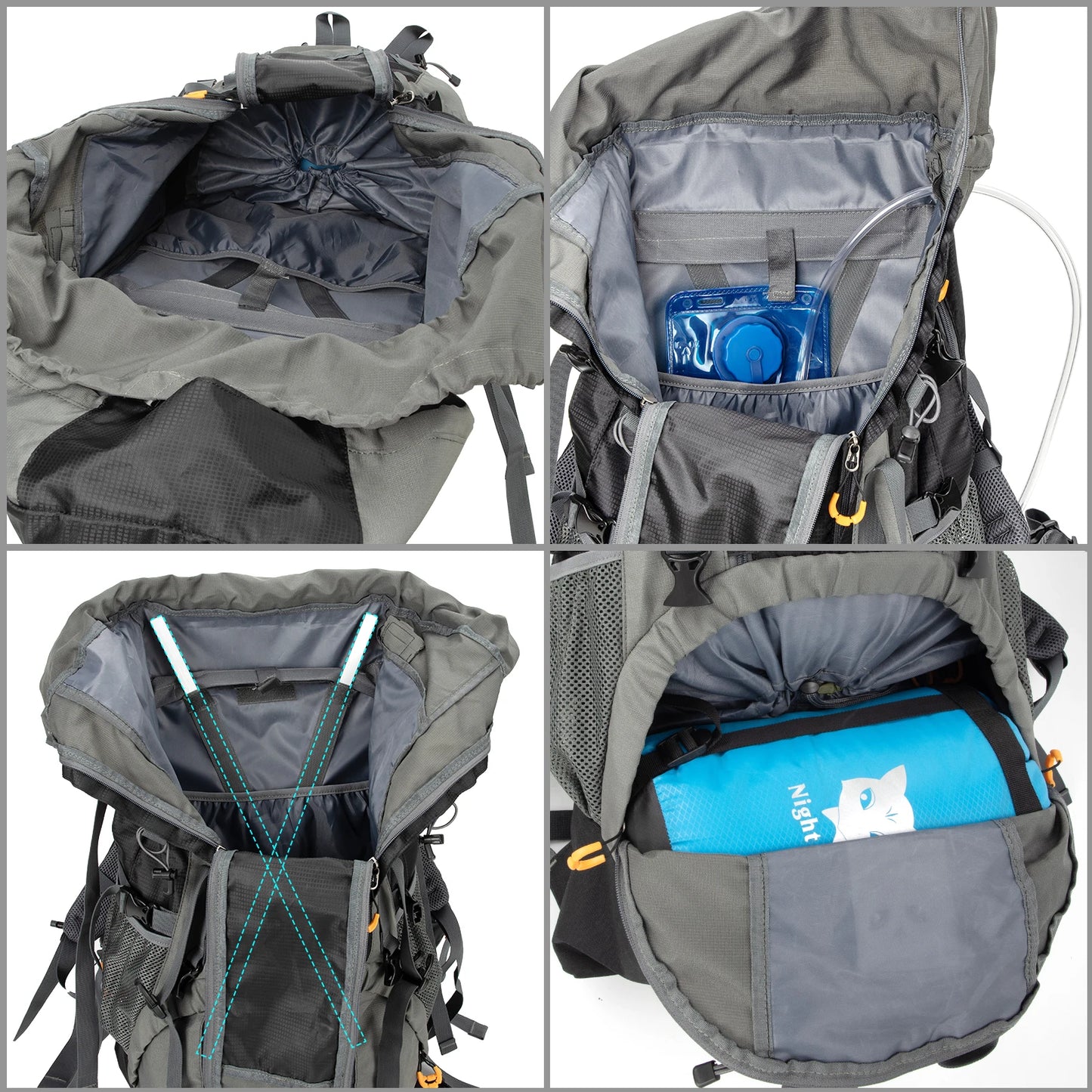 Night Cat Waterproof Hiking Backpack With Internal Frame For Outdoor