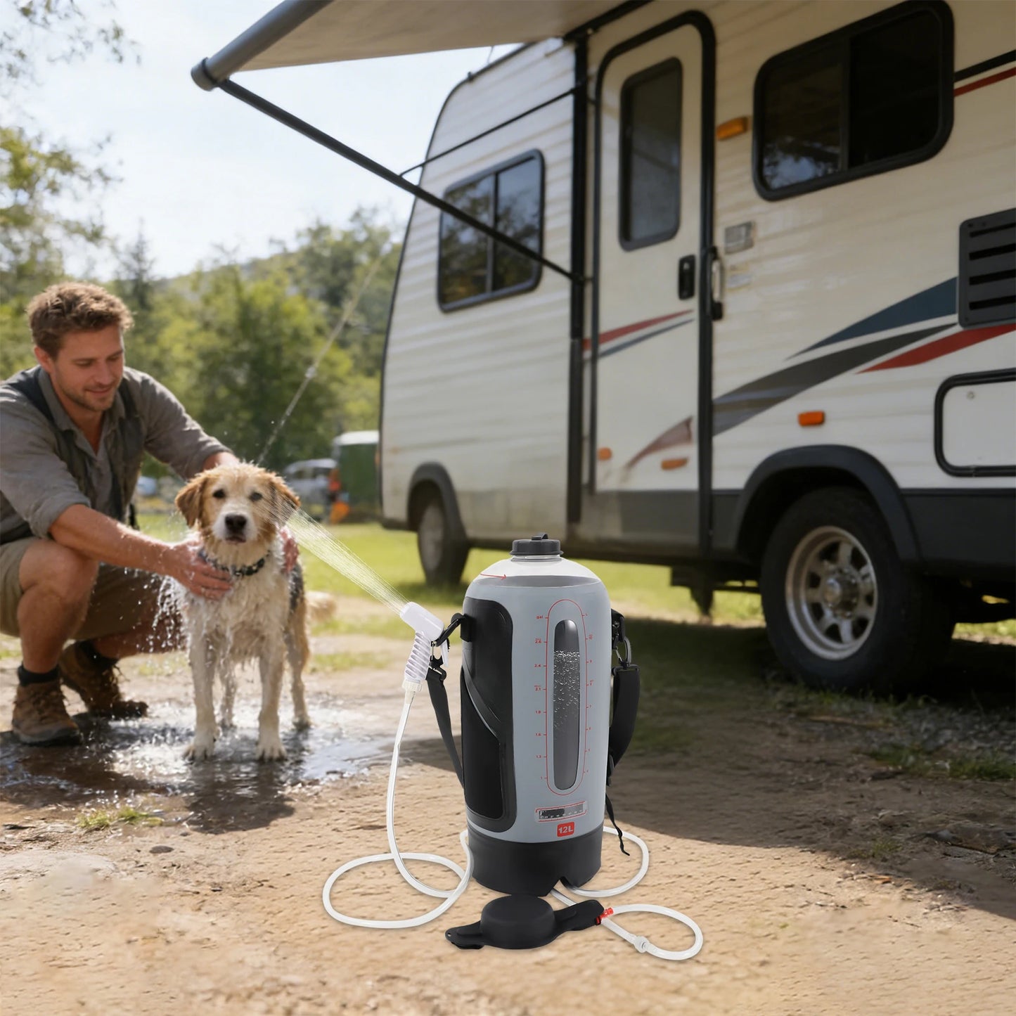 Bymaocar Portable Camp Shower With Air Pump For Outdoor Bathing
