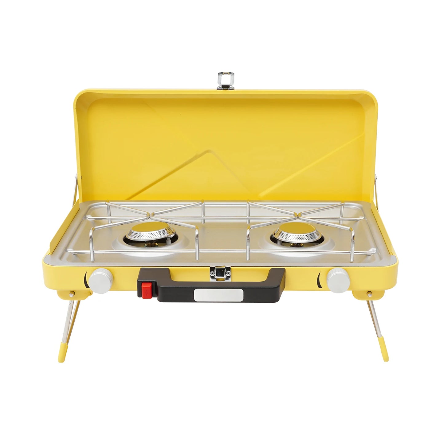 Portable Outdoor Propane Gas Stove Two Burners Windshield For Camping