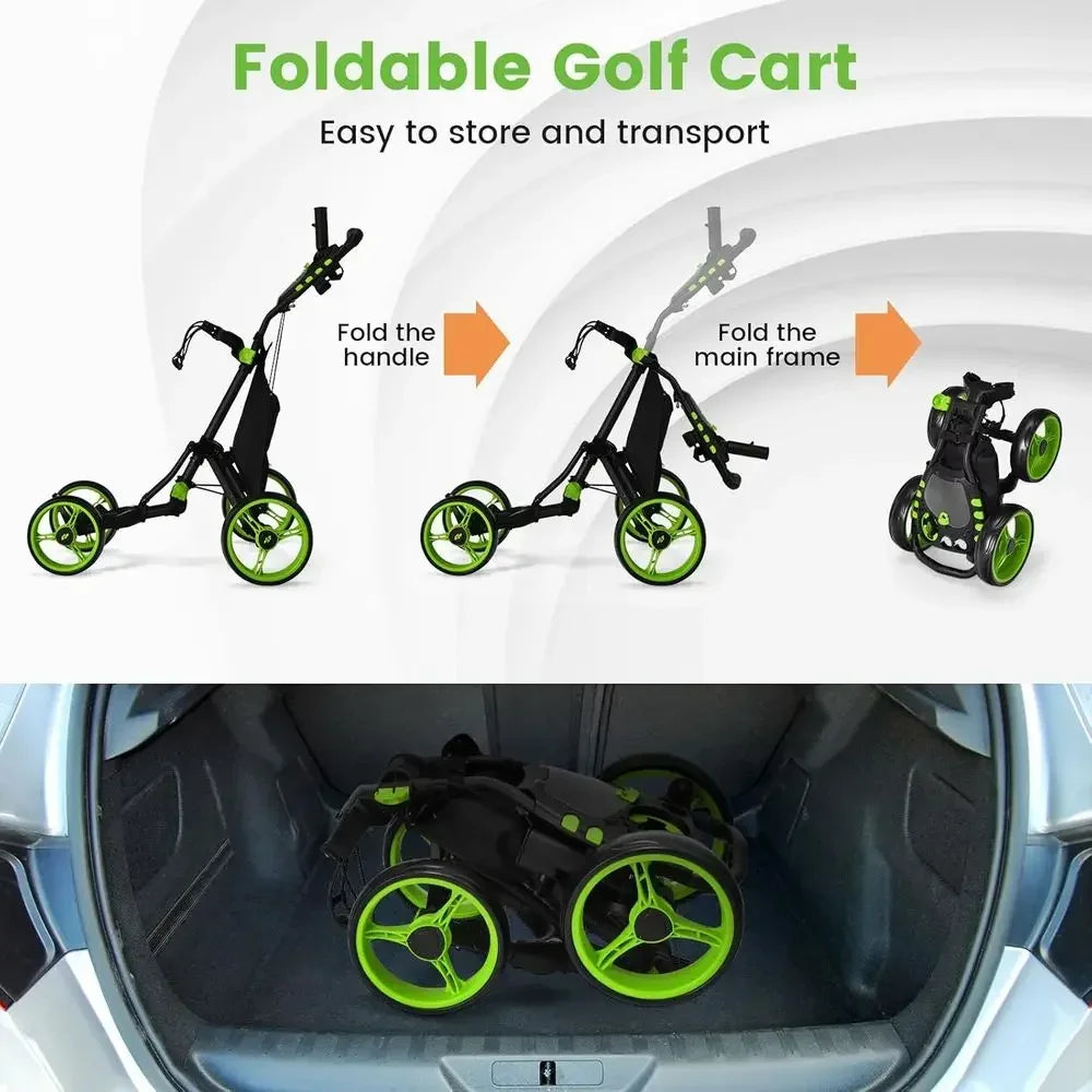 Lightweight Four Wheel Golf Trolley With Integrated Foot Brake