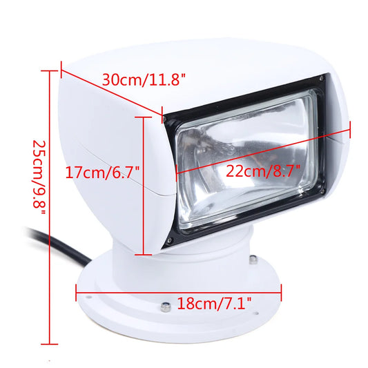 100W Marine Remote Controlled Boat Spotlight 360 Degree Waterproof Searchlight High Intensity for Boaters